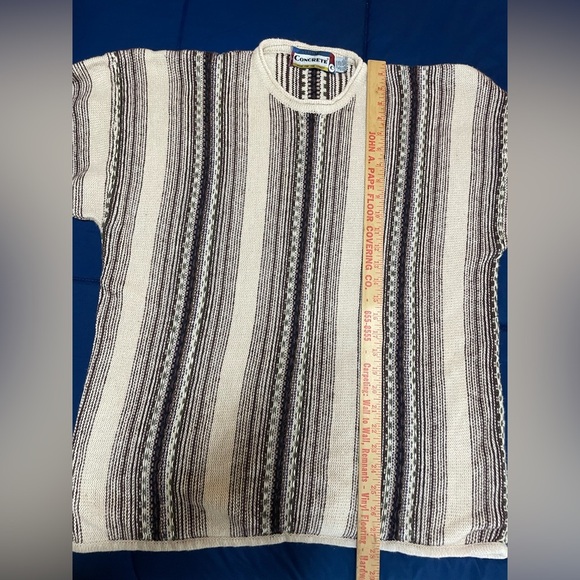 Vintage 90s Concrete Mix Sweater Tan Mens XL/XXL Geometric Knit Hip Hop Biggie - Picture 5 of 9